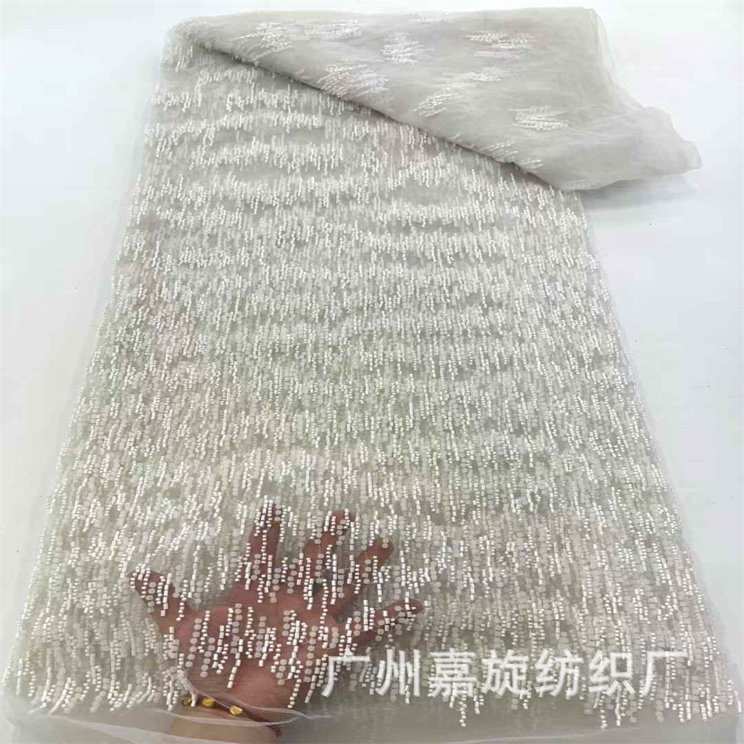 Tela de vestido de novia estilo pasarela europea y americana, de alta resistencia, con cuentas de cristal, para espectáculos, con tubo de cuentas y bordado de lentejuelas