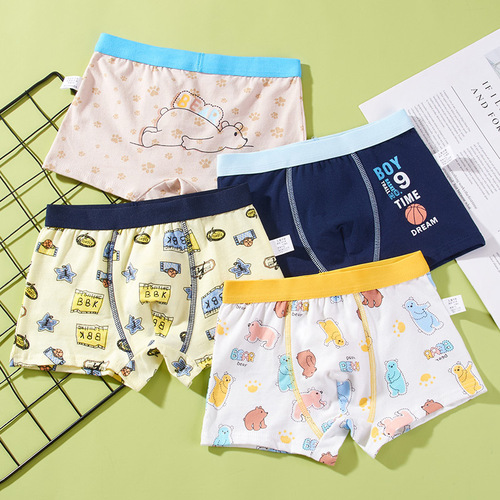 Children's underwear, boys' fine-gauze plain-knee pants, for young and middle school students, adolescents, boys' cotton four-square pants, Class A