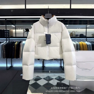 跨境P家羽绒服高品质90白鹅绒Re-Nylon女士短款夹克外套