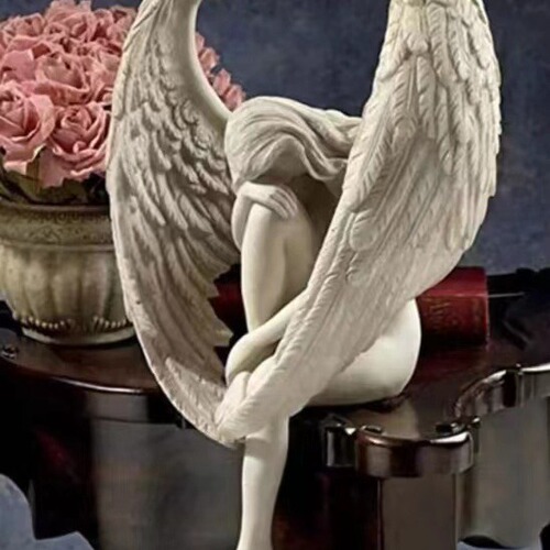 Cross-border staircase angel resin craft ornaments garden statue leg hugging angel home wall decoration ornaments wholesale