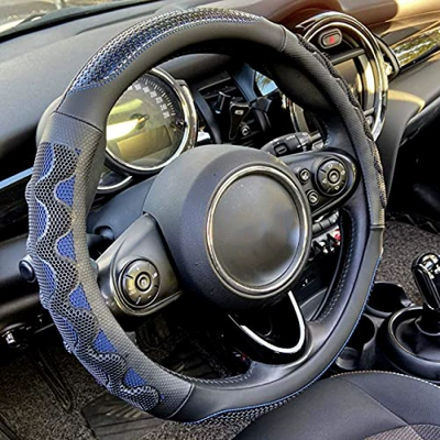 Steering wheel cover Wheel Cover 3D Honeycomb Anti-Slip - round-blue-38cm