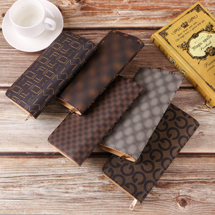 Wholesale Old Pattern Women's Single Zipper Wallet with Multiple Card Slots, Simple Long Multi-Functional Card Holder, Coin Purse Clutch Bag