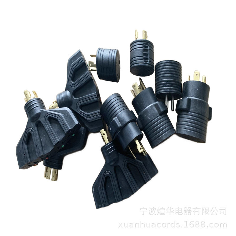 供应房车转换插头美标RV圆形转换插头30/50A转15A RVadapter 125V