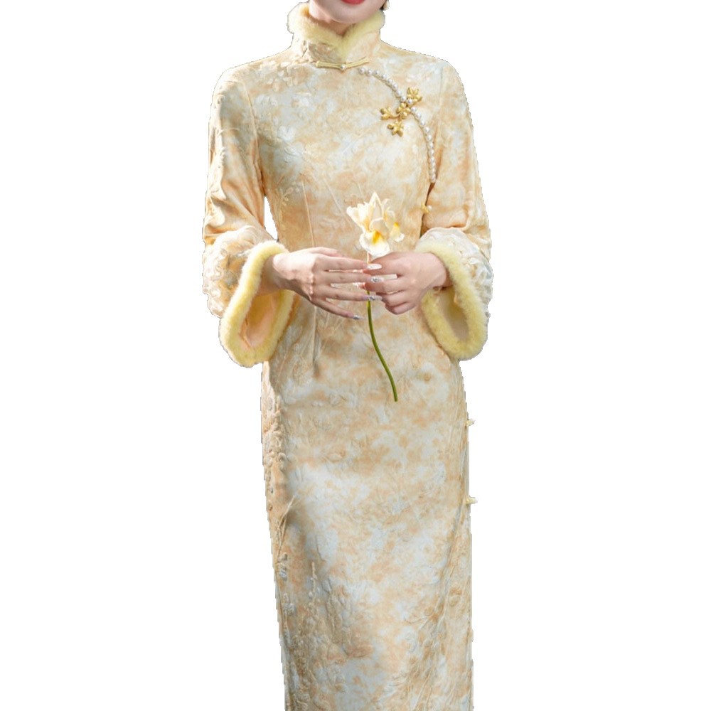Fleece-lined And Thickened, This New Chinese-style, Exquisite Young Lady's Cheongsam With Large Sleeves Is A Warm Winter_ecoleips.com
