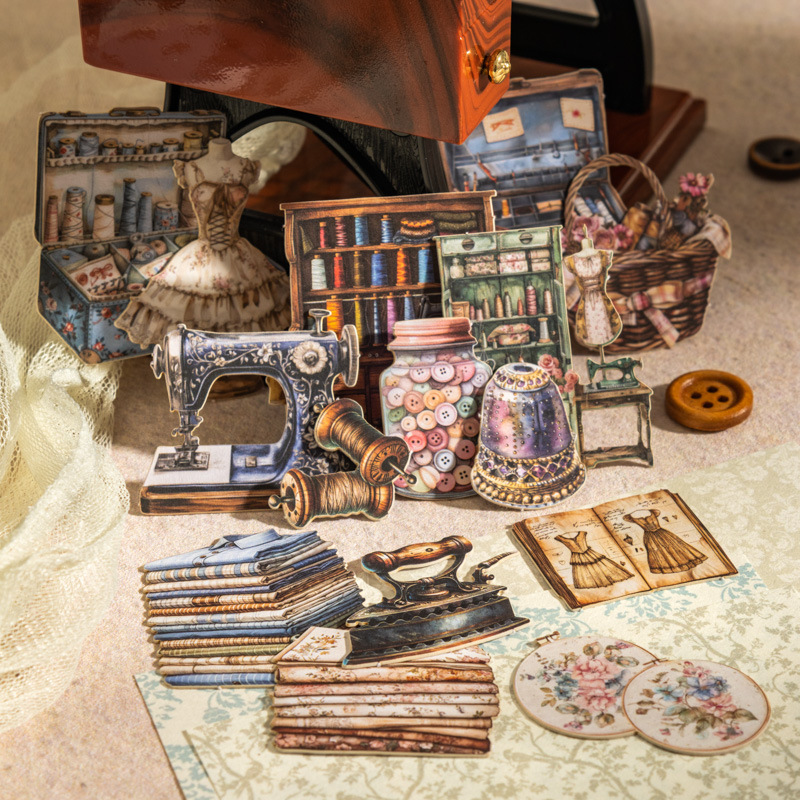 Paquete de material mixto de ketchup girl Serie ingeniosa Papel ligero de costura con tema retro ligero