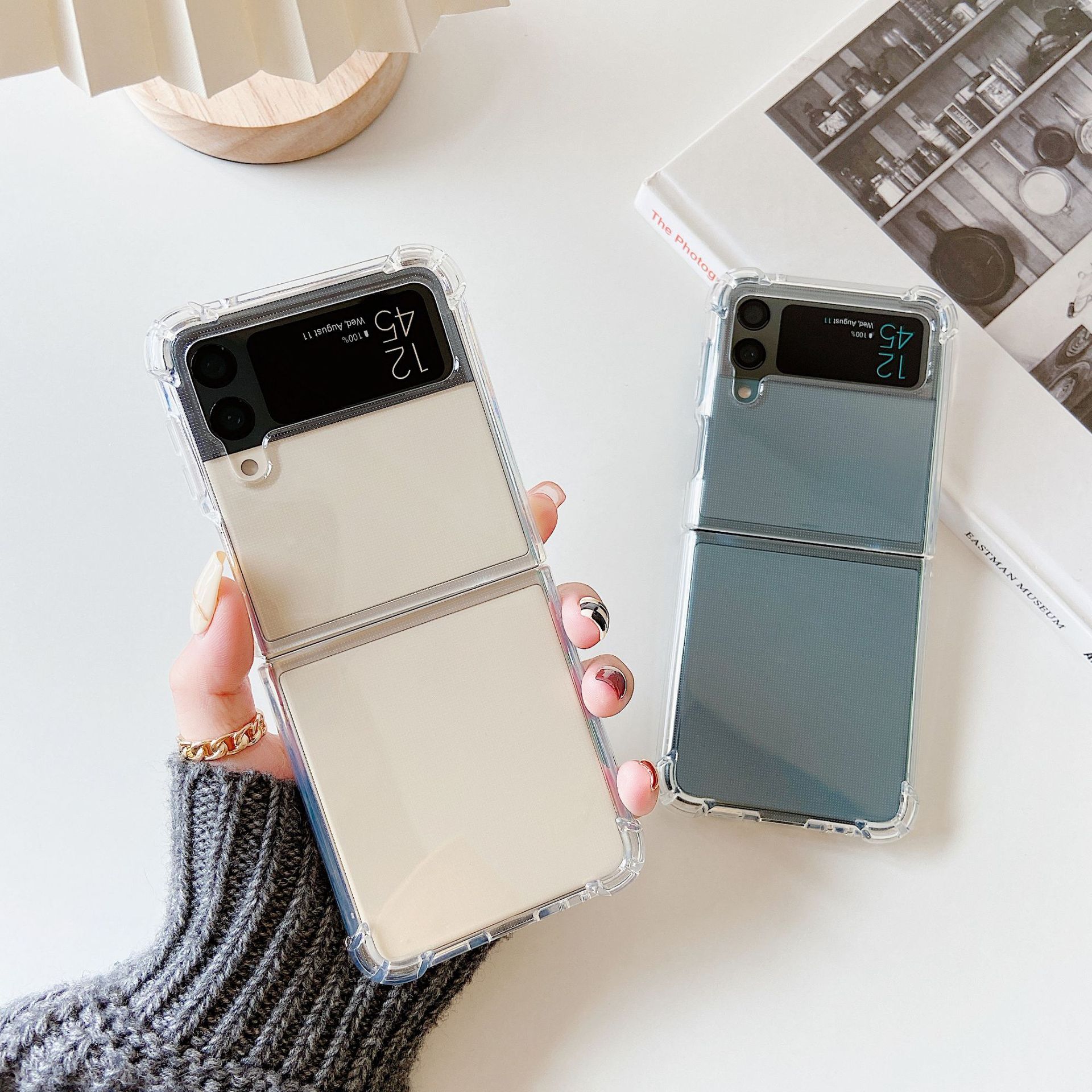Samsung zflip4 cep telefonu kılıfı için uygun yeni model TPU şeffaf cep telefonu kılıfı anti-düşme Galaxy 4 katlanabilir koruyucu kılıf