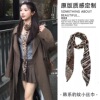 4# coffee color leopard print spot triangle silk scarf about 150cm