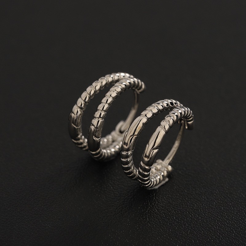 X604-A (Double-layer Threaded Earbuds) Silver pair