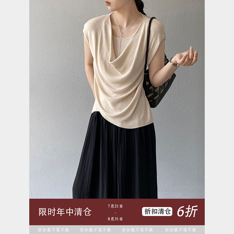 【Special Offer - No Returns】Jiangzuo Korean Style Elegant Knitted Sweater with Draped Collar, Versatile Women's Top L765 【Special Offer - No Returns】Jiangzuo Korean Style Elegant Knitted Sweater with Draped Collar, Versatile Women's Top L765
