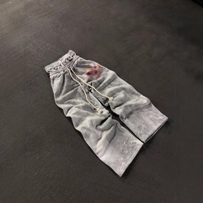 Cross-border retro americano impresión casual con cremallera encapuchado chaqueta otoño y invierno alta calle doble cintura falsa de dos pantalones set