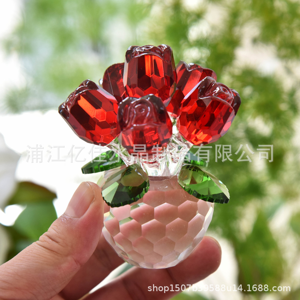 Regalos de San Valentín transfronterizos para esposas joyas para el hogar nunca marchitamiento de cristal rosas de cristal ornamentos de artesanía