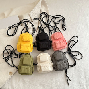 Simple solid color girl crossbody bag personalized fashion mini key bag 2025 trendy casual small bag children's bag