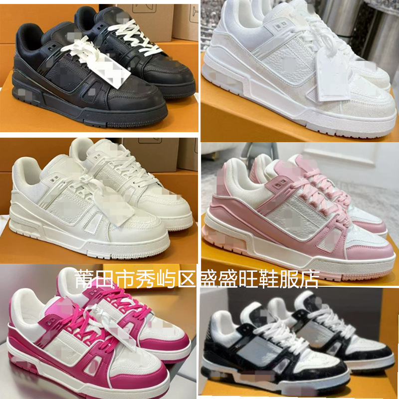 Pure Original Trainer First-Layer Cowhide Leather Air-Cushion Craft Loafers White Cement Black and White Denim Unisex Sneakers Dongguan