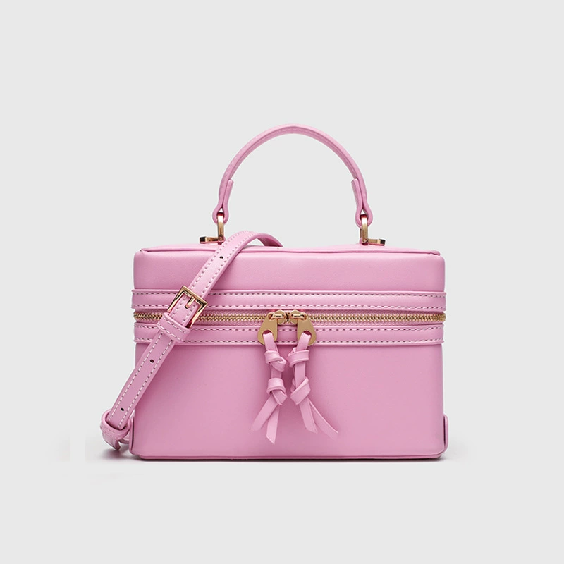 Top-handle vanity bag, canvas & PU options, compact 25.5×9×18 cm