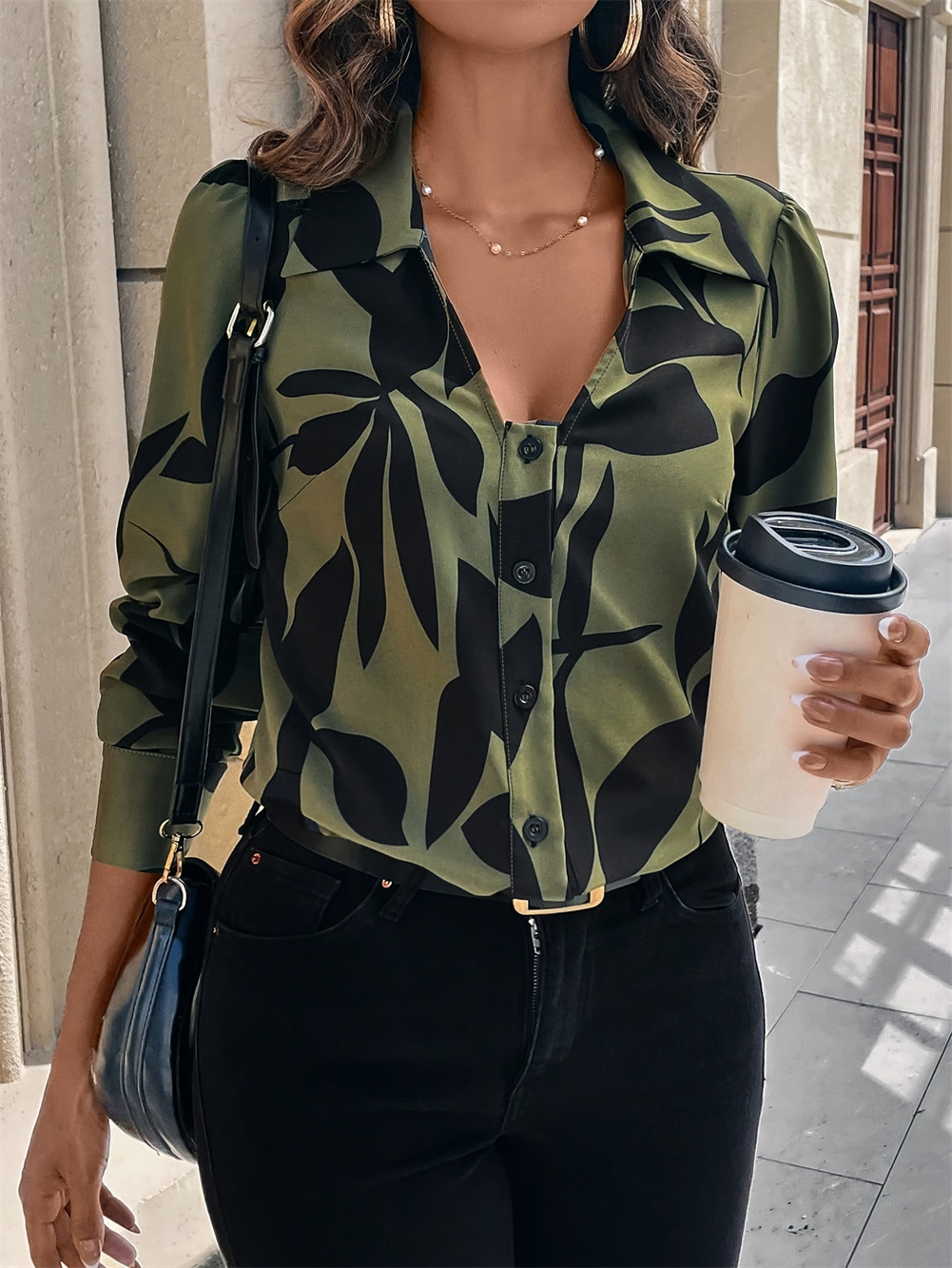 122g Weight Long Sleeve Sleeve Length Wholesale Women's Casual Elegant Simple Style Abstract Long Sleeve Blouses