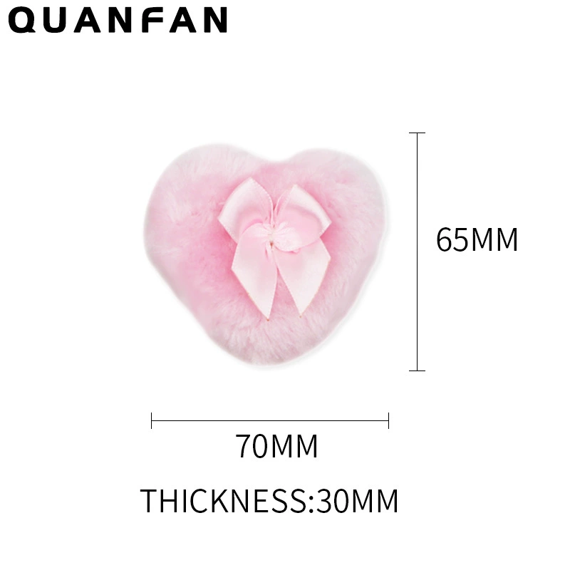 Пуфер пудры (QUANFAN) — плюшевый спонж в форме сердца, аппликатор для рассыпной пудры, многоцветный 7 см