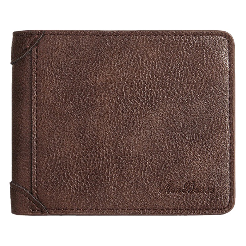 MenBense hombres billetera horizontal corta de gran capacidad posición de múltiples tarjetas 3 veces titular de la tarjeta protector de esquina billetera Cambio de cremallera