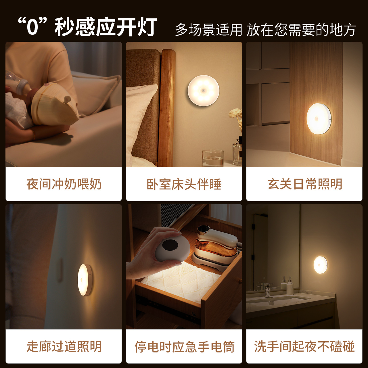 NVC Lighting Inalámbrico Inalámbrico del cuerpo humano Luz de carga para dormir en el pasillo del pasillo del hogar