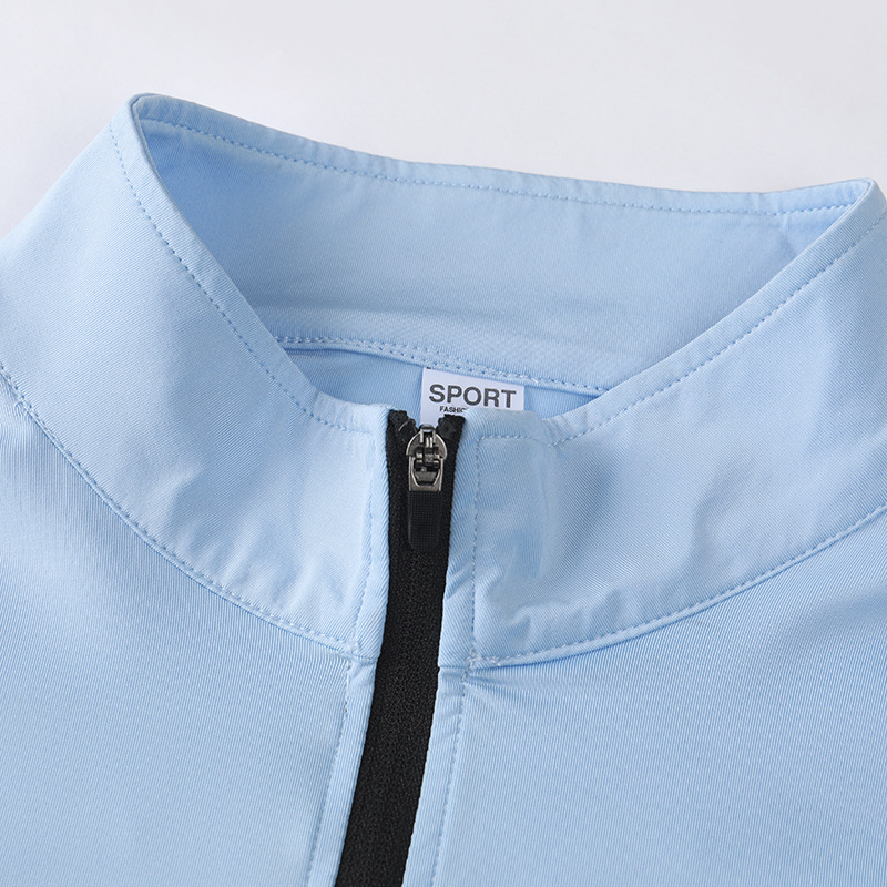 Demi-season elastic sports solid long-sleeve for leisure with zipper…