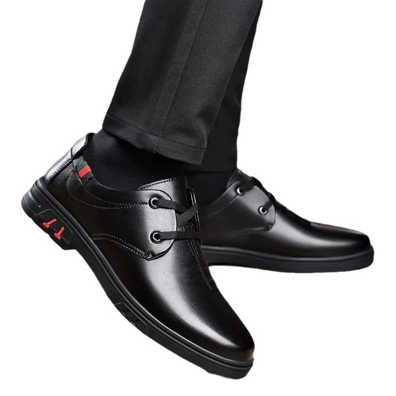 Мужская Осенняя мужская повседневная обувь, удобная рабочая обувь на шнуровке, трендовая британская деловая кожаная обувь