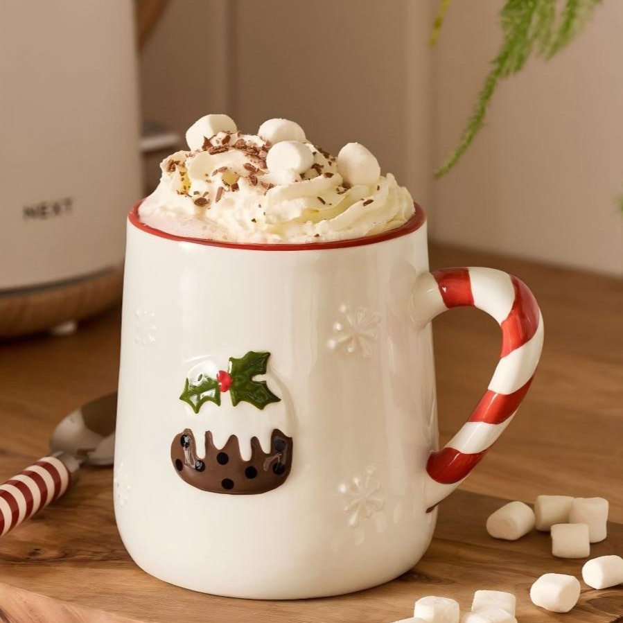 Taza de cerámica de viento de Navidad con mango taza de bebidas calientes de gran capacidad taza de regalo navideña decoración de Navidad regalo