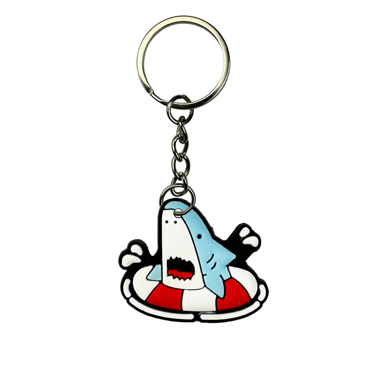 Fábrica directa de dibujos animados tiburón llavero de PVC goteo parche de alta calidad accesorios llavero colgante DIY gratis