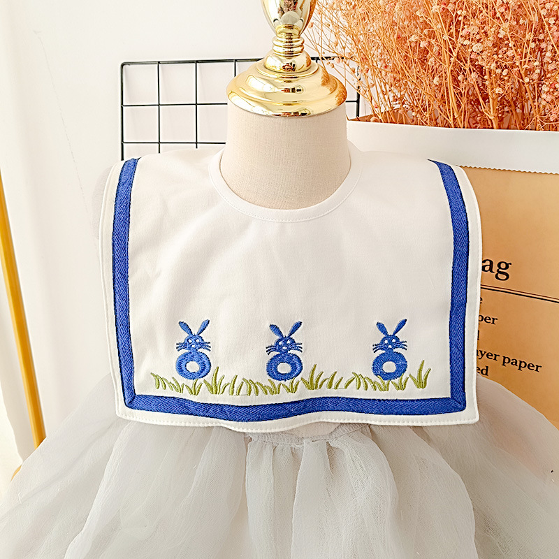 푸른 가장자리 자수 토끼 (방수 아님)