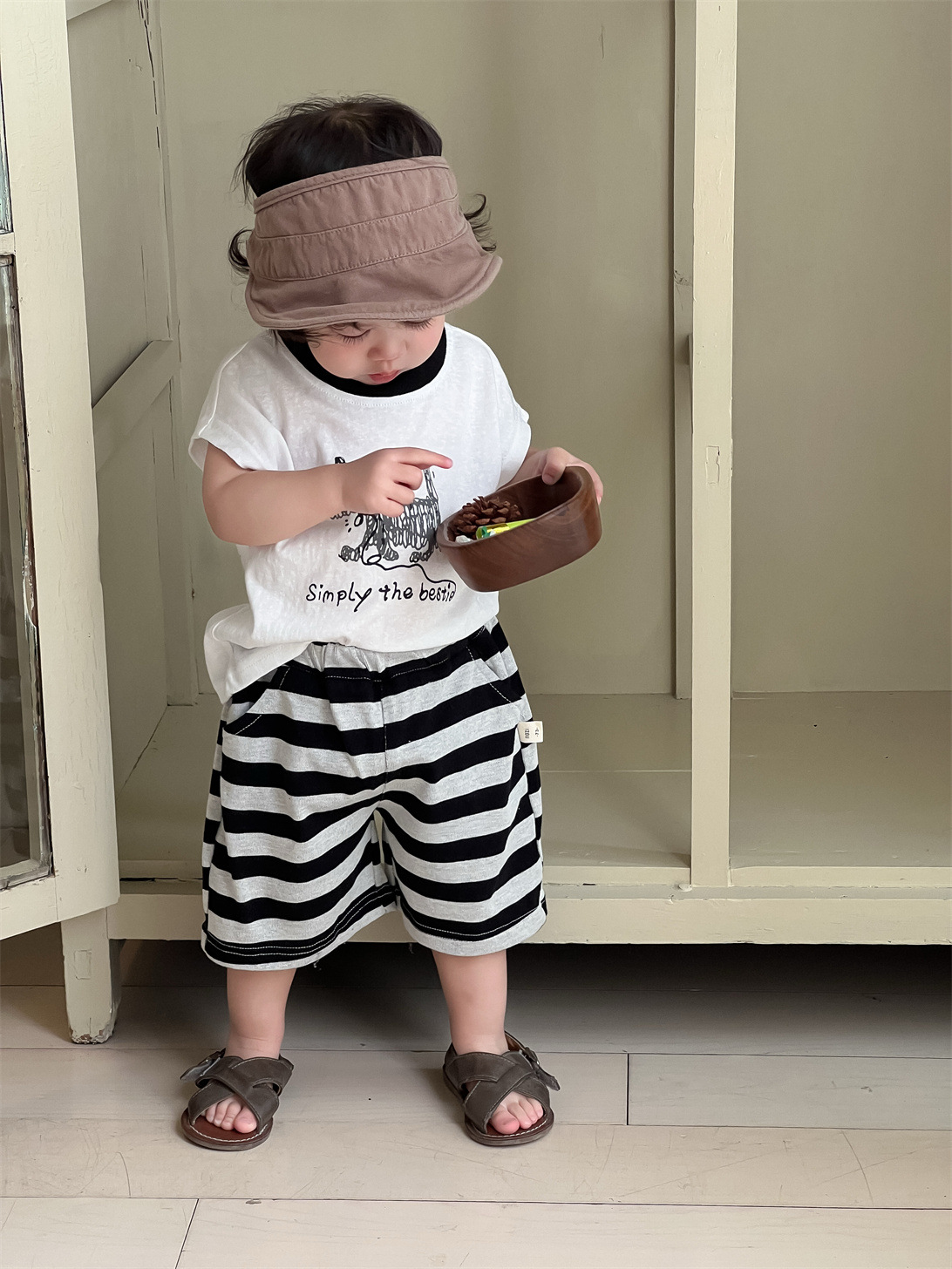 Traje para niños estilo fino de verano ropa para niños coreanos traje de manga corta con estampado de niños y cachorros ropa de bebé verano nuevo estilo image 5