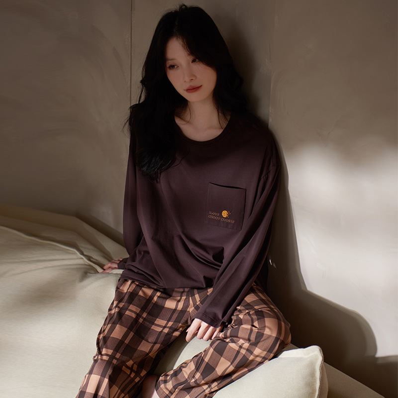 莫代尔高档时尚睡衣女士春秋长袖开衫轻奢设计感家居服纯色可外穿|undefined