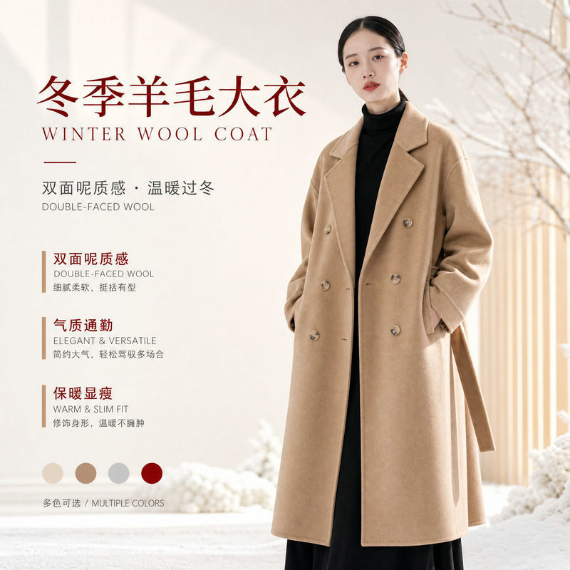 Wool Coat for Women, Double-Sided Cashmere Coat, Large Size Woolen Korean-Style m Brand Max Coat, Mid-Length Wool Coat for Women, Double-Sided Cashmere Coat, Large Size Woolen Korean-Style m Brand Max Coat, Mid-Length