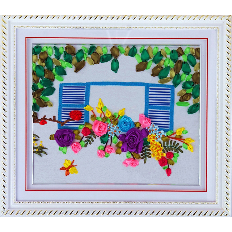 Bordado a mano DIY cinta bordado colgante pintura principiante bordado punto de cruz sala de estar pintura decorativa Lu bordado niños pequeña pintura colgante