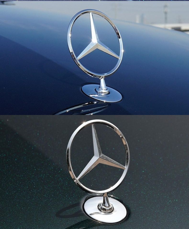 Mercedes-Benz engine hood emblem, decorative emblem for E300L, silver, C180, C200, E260L, S350, metal hood badge