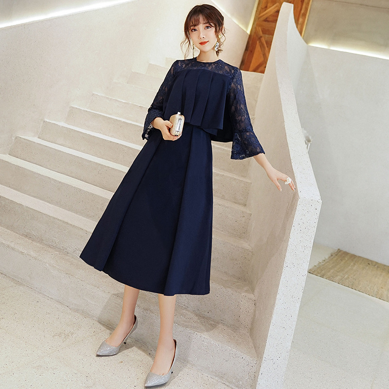 Vestido de Noche Elegante de Longitud Media, Estilo Nuevo de Invierno 2026, Venta al Por Mayor del Fabricante, Vestido Entallado de Longitud Media para Eventos Sociales