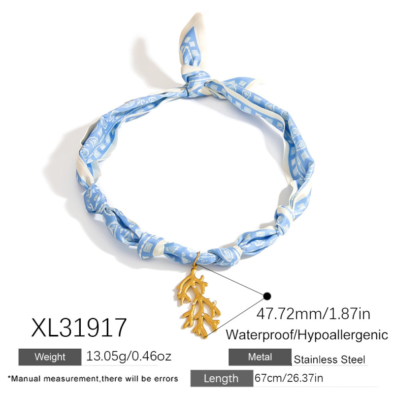 跨境丝巾项链海洋系列吊坠单坠高级感甜酷腰果花编织五彩锁骨链|undefined