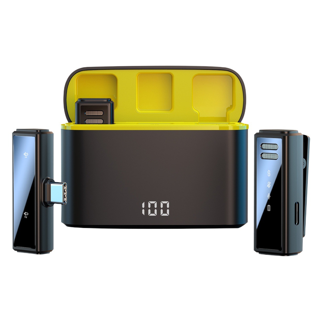 Modelo de explosión, modelo privado, uno, dos, micrófono inalámbrico, micrófono con pantalla digital, almacenamiento de carga, reducción de ruido, micrófono inalámbrico para teléfono móvil al por mayor