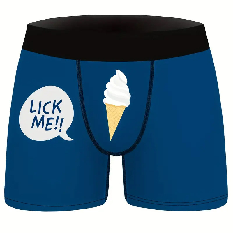 Men's 3D Digital Printed Boxer Panties Novelty Funny Boxer Panties Breathable Comfortable Milk Silk Stretch Panties