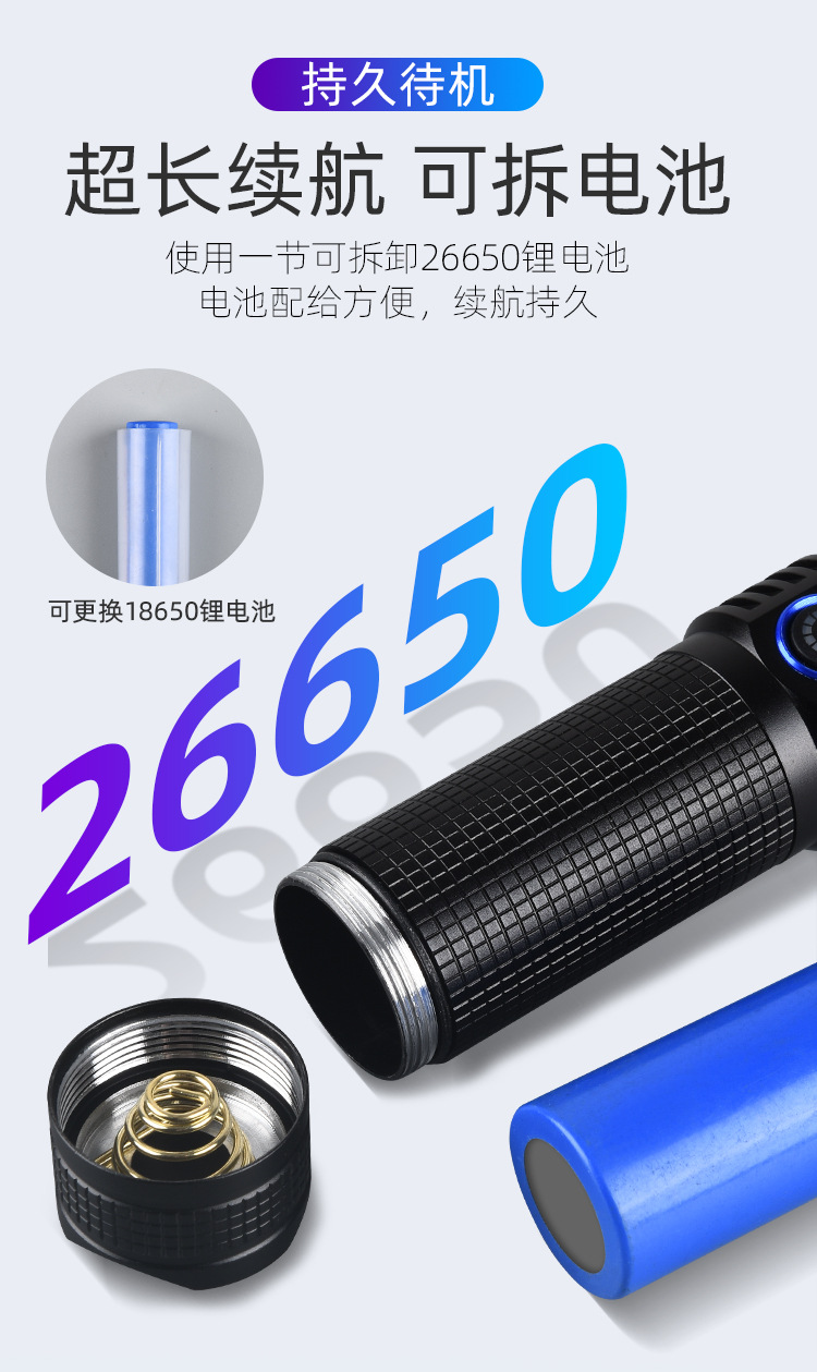 G40 Strong Light Flashlight, Focused Long-Range Rechargeable Searchlight, Sst40 High-Brightness Lamp Beads, Outdoor High-Brightness for Sea Fishing