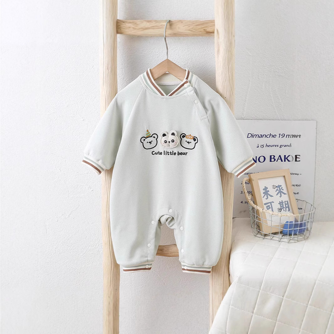 婴儿春装衣服春秋韩版婴幼儿长袖连体衣外出服春天卫衣哈衣爬服潮
