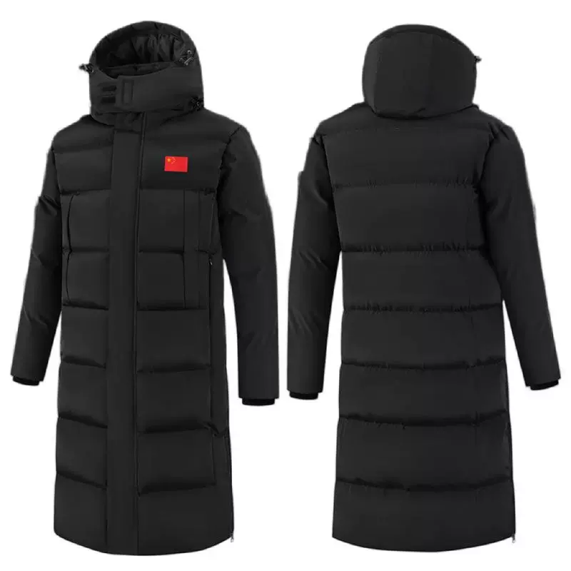 2025冬季大衣运动棉衣中国长款过膝男女足球训练篮球冬训加长款棉