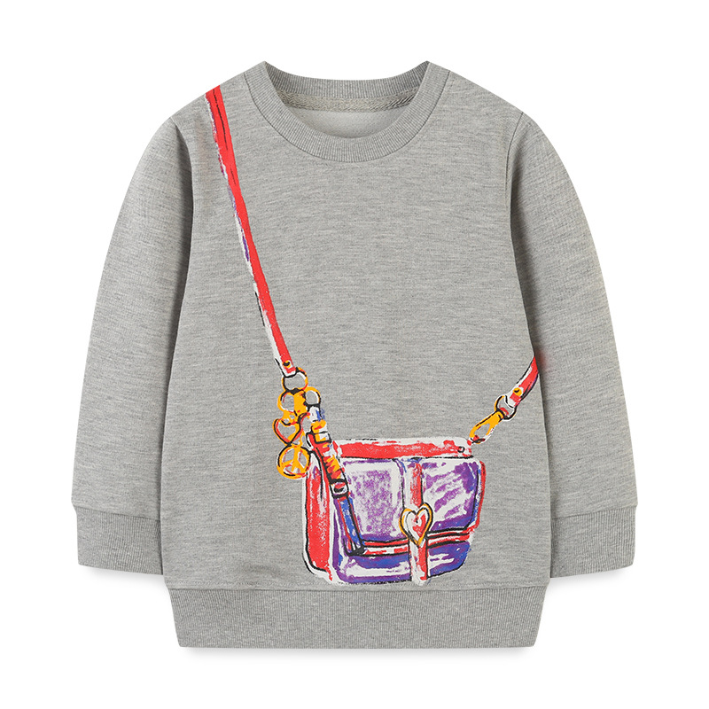 Tops para niños de estilo europeo y americano Otoño Suéter de manga larga para niñas de dibujos animados de cuello redondo camisa para niños