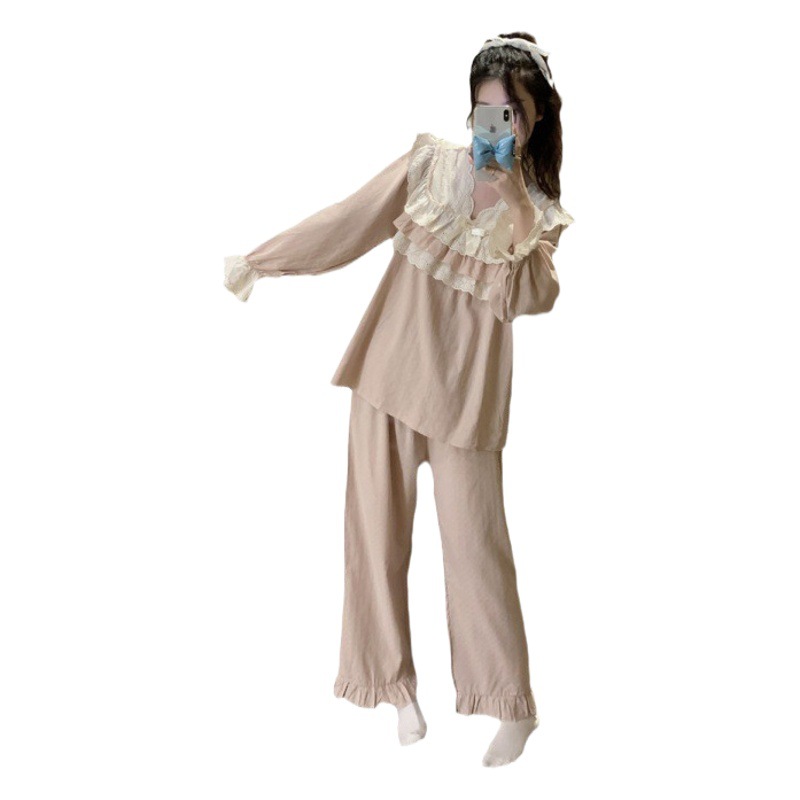 Corea del Sur ins Otoño de las mujeres de estilo coreano dulce poco suave lindo estilo princesa encaje ropa de abrigo para el hogar para las mujeres