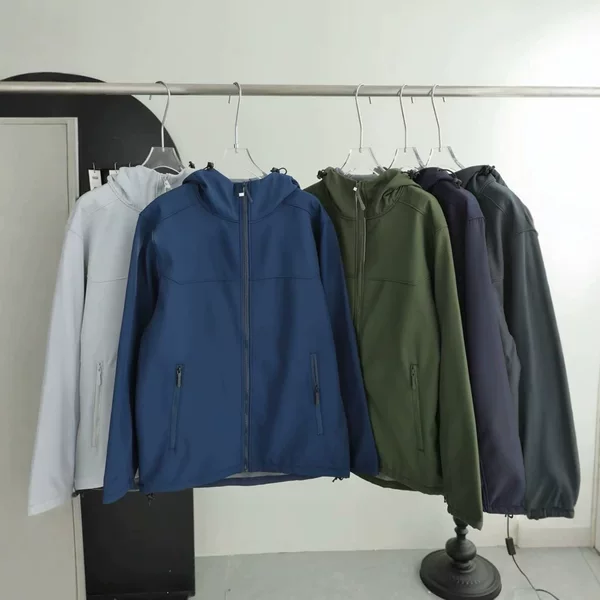 QF016 Chicken Claw Autumn/Winter Couple's Hooded Softshell Jacket Outdoor Windproof Waterproof Warm Camping Hiking