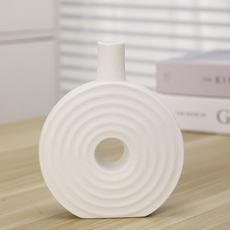 Jarrón de cerámica estilo nórdico para decoración del hogar arreglos florales y flores secas