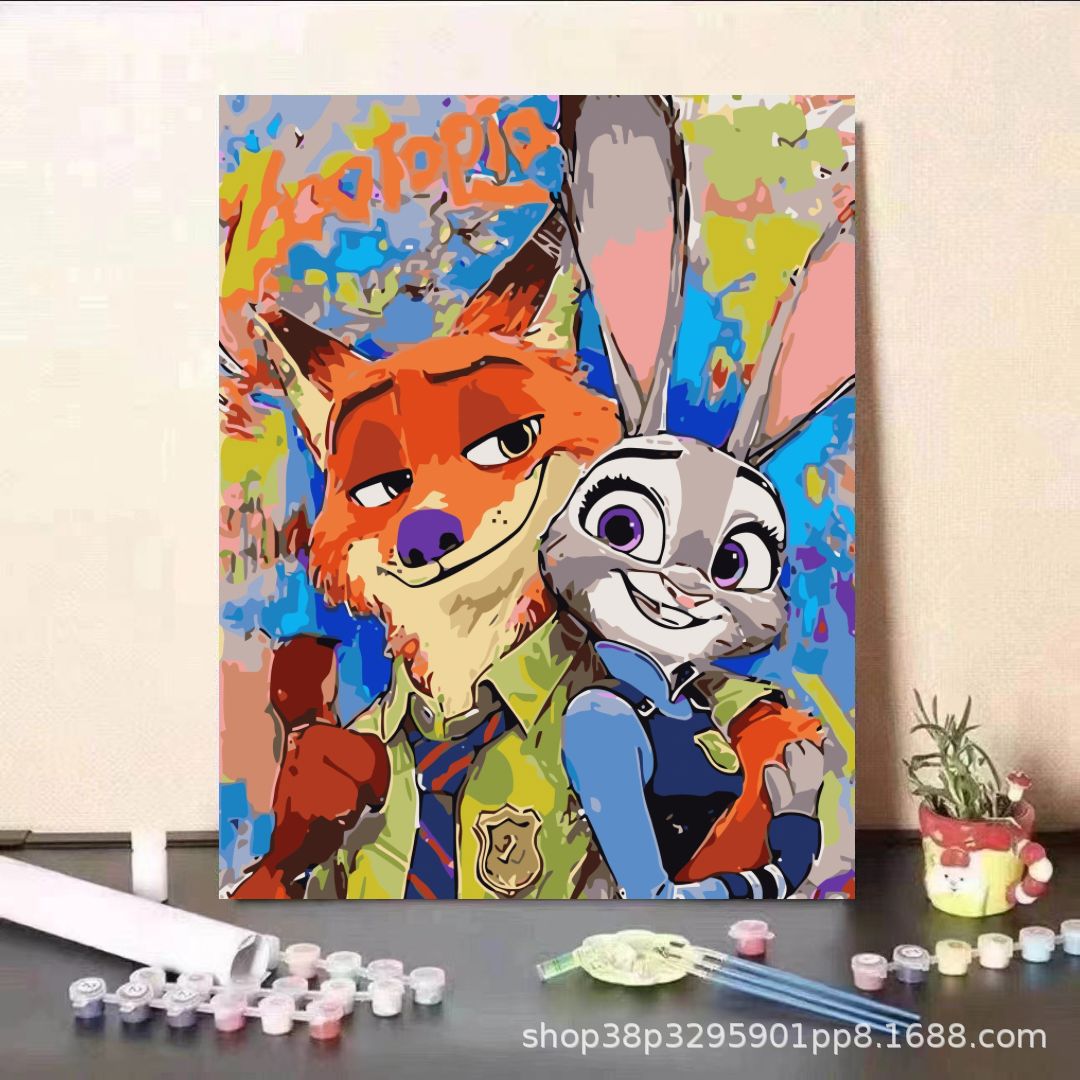 DiDi [al por mayor] pintura al óleo digital dibujos animados dibujos animados pinturas decorativas hechas a mano 40 * 50
