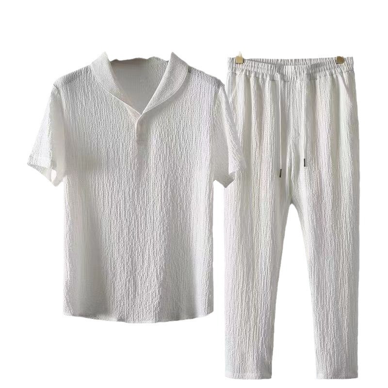 Verano nuevo conjunto de moda para hombres delgado estilo coreano pantalones de manga corta moda casual lujoso conjunto deportivo versátil