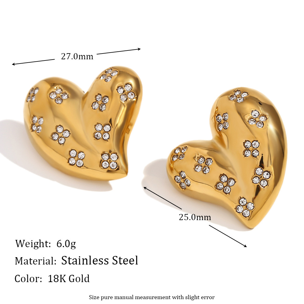 Gold Color Love Pendant Stainless Steel Earrings