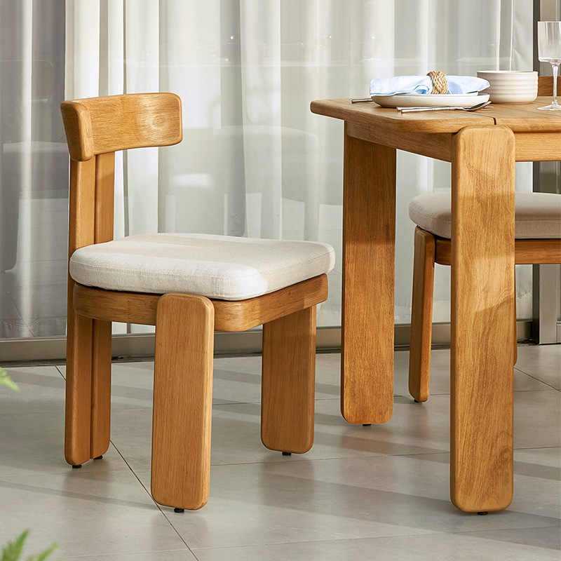 Mesa y silla de madera de ocio al aire libre combinación de patio hotel resort impermeable anticorrosión terraza muebles de mesa larga