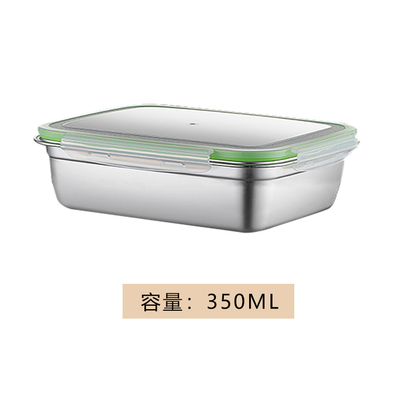 304 de acero inoxidable crisper alimentos grado espesado refrigerador sellado caja de almacenamiento Bento caja de almuerzo caja de almacenamiento multiusos