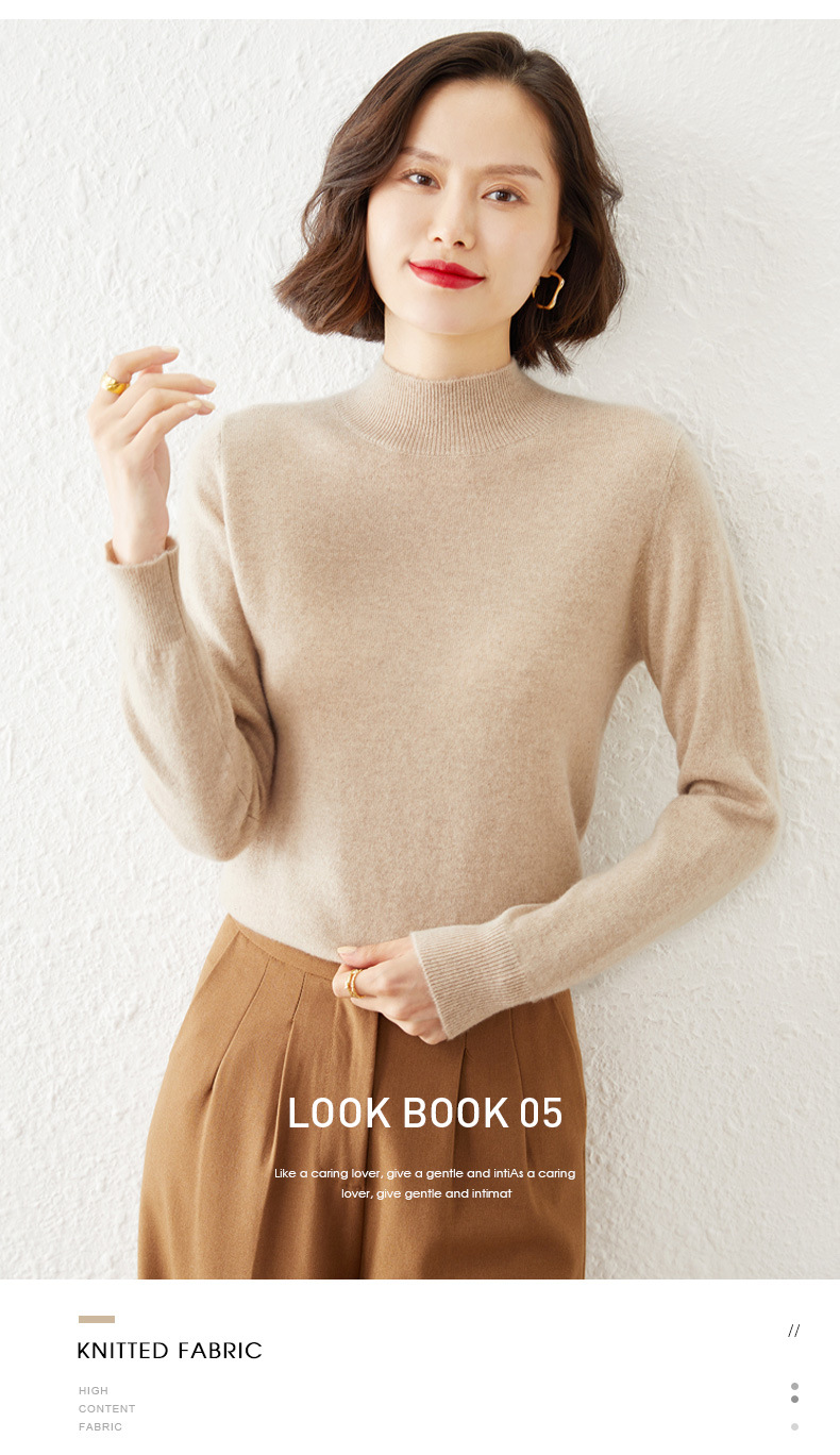New autumn and winter collection: Semi-high-neck wool sweater, solid color pullover base layer for women, short thickened sweater for women, paired with knitted sweater pic 26