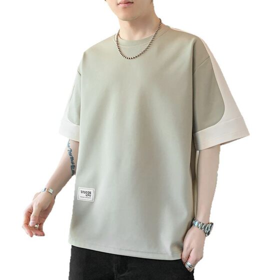 Foreign Trade 8XL Loose Short-sleeved T-shirt Summer Fashion Color-matching Handsome Student Jacket ins Japanese Teenager Trendy Men's Wear